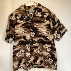 RJC Vintage Hawaiian Shirt Palm trees, ocean surf print men’s size XL